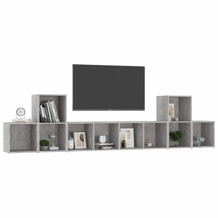 Set de dulapuri TV, 5 piese, gri beton, lemn prelucrat WALTI