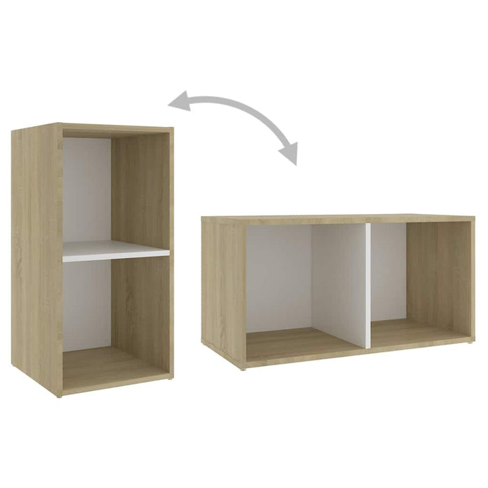Set de dulapuri TV, 5 piese, alb/stejar sonoma, lemn prelucrat WALTI