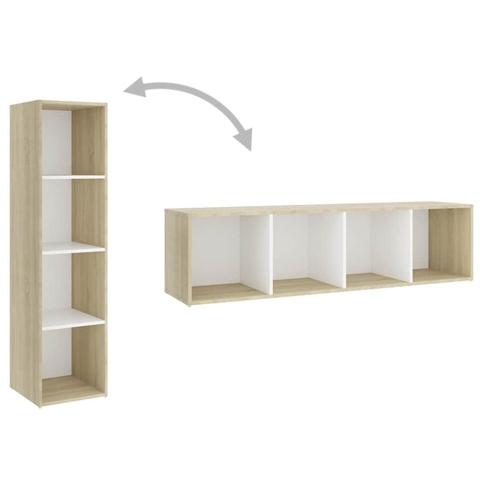 Set de dulapuri TV, 5 piese, alb/stejar sonoma, lemn prelucrat WALTI