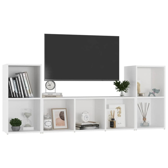 Set de dulapuri TV, 3 piese, alb, lemn prelucrat - WALTI WALTI