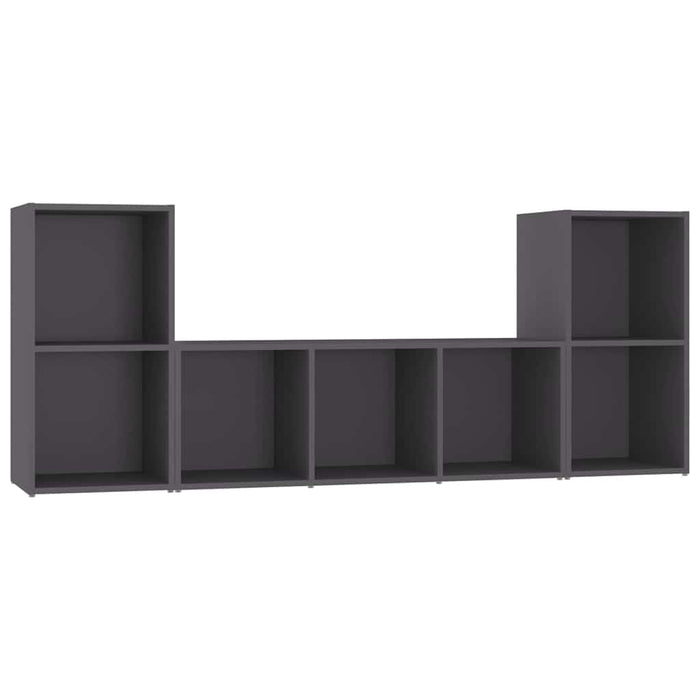 Set de dulapuri TV, 3 piese, gri, lemn prelucrat WALTI