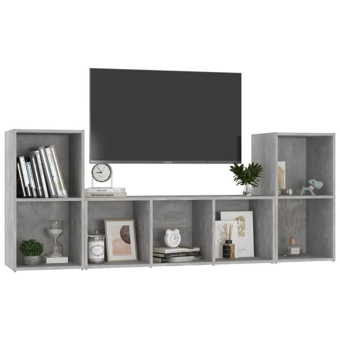 Set de dulapuri TV, 3 piese, gri beton, lemn prelucrat - WALTI WALTI