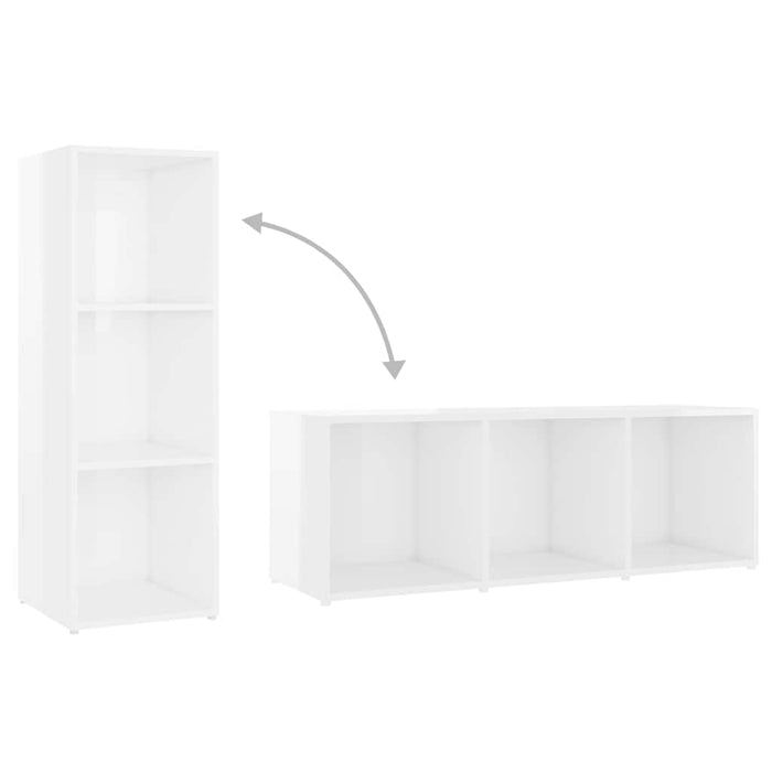 Set de dulapuri TV, 3 piese, alb extralucios, lemn prelucrat WALTI