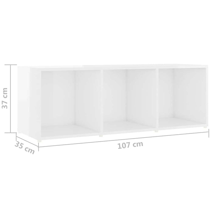 Set de dulapuri TV, 3 piese, alb extralucios, lemn prelucrat WALTI