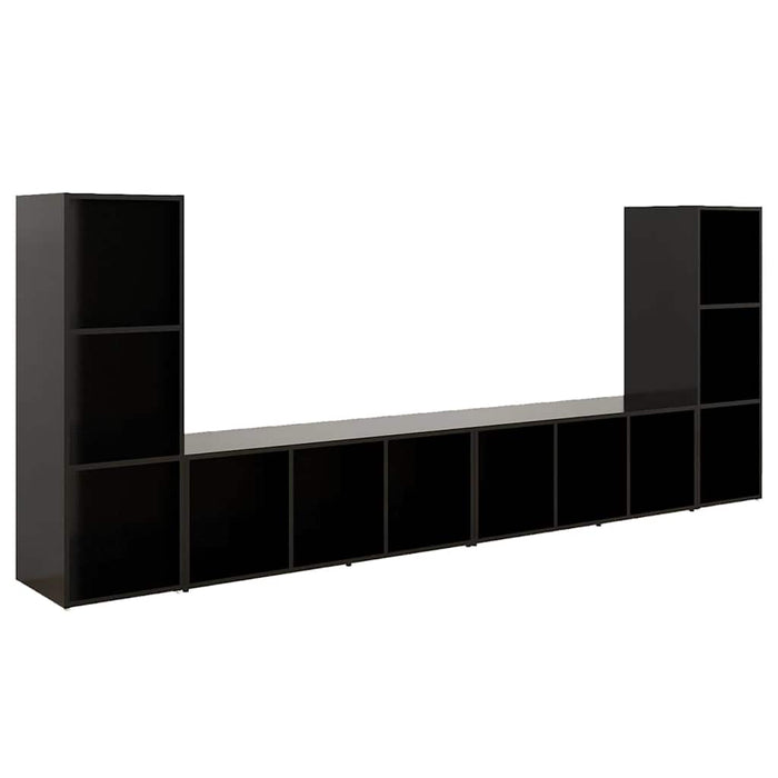 Dulapuri TV, 4 buc., negru, 107x35x37 cm, lemn prelucrat WALTI