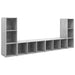 Dulapuri TV, 4 buc., gri beton, 107x35x37 cm, lemn prelucrat - WALTI WALTI