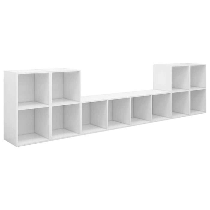 Set de dulapuri TV, 5 piese, alb, lemn prelucrat WALTI