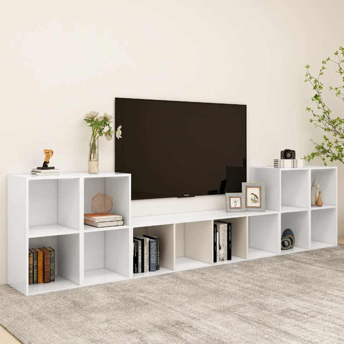 Set de dulapuri TV, 5 piese, alb, lemn prelucrat WALTI