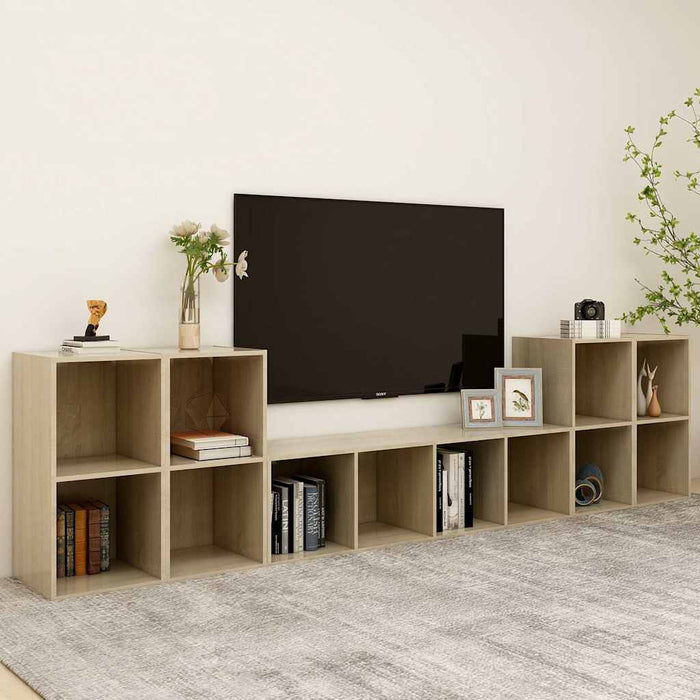 Set de dulapuri TV, 5 piese, stejar sonoma, lemn prelucrat WALTI