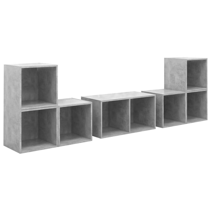 Set de dulapuri TV, 6 piese, gri beton, lemn prelucrat - WALTI WALTI