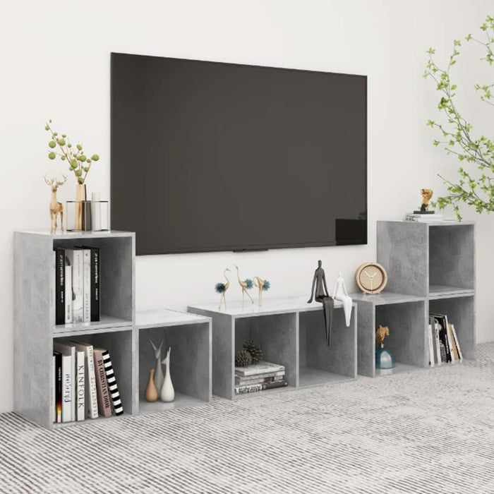Set de dulapuri TV, 6 piese, gri beton, lemn prelucrat - WALTI WALTI