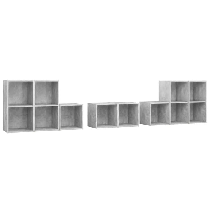 Set de dulapuri TV, 8 piese, gri beton, lemn prelucrat - WALTI WALTI
