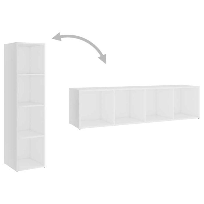 Set de dulapuri TV, 4 piese, alb, lemn prelucrat WALTI