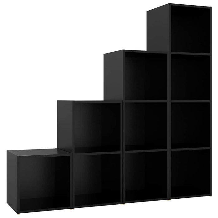 Set de dulapuri TV, 4 piese, negru, lemn prelucrat WALTI