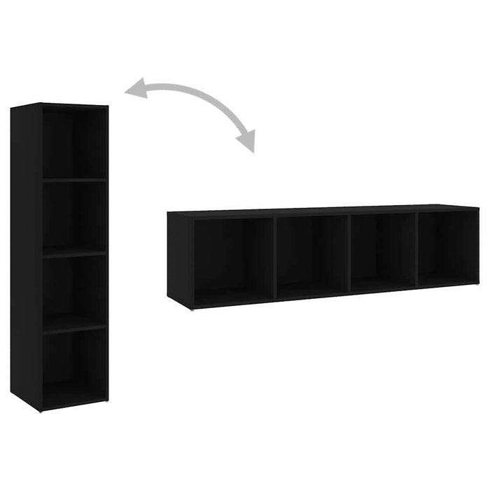 Set de dulapuri TV, 4 piese, negru, lemn prelucrat WALTI
