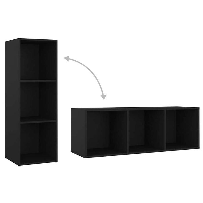 Set de dulapuri TV, 4 piese, negru, lemn prelucrat WALTI