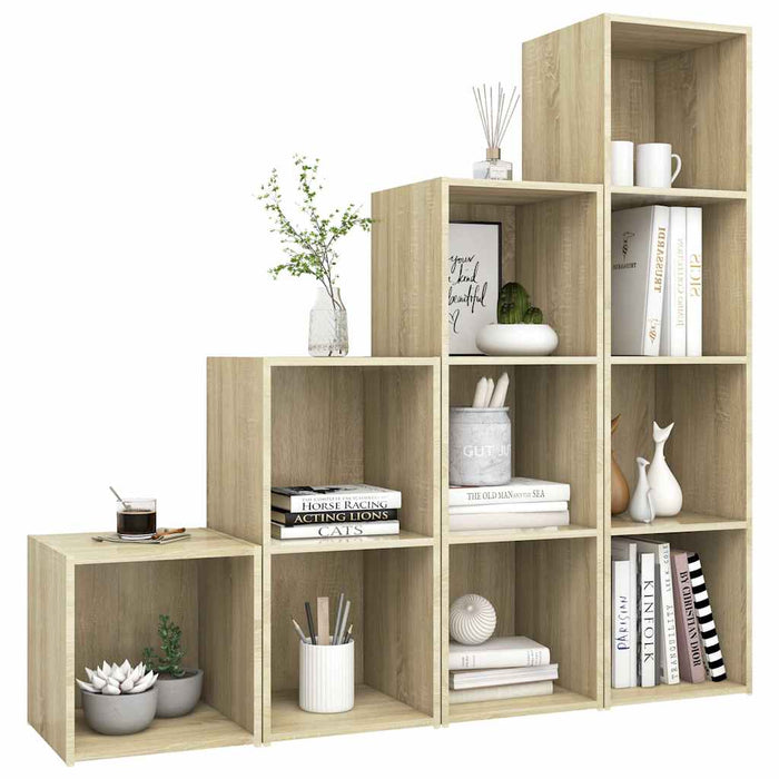Set de dulapuri TV, 4 piese, stejar sonoma, lemn prelucrat WALTI