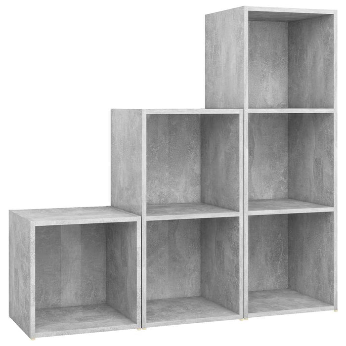Set de dulapuri TV, 3 piese, gri beton, lemn prelucrat WALTI