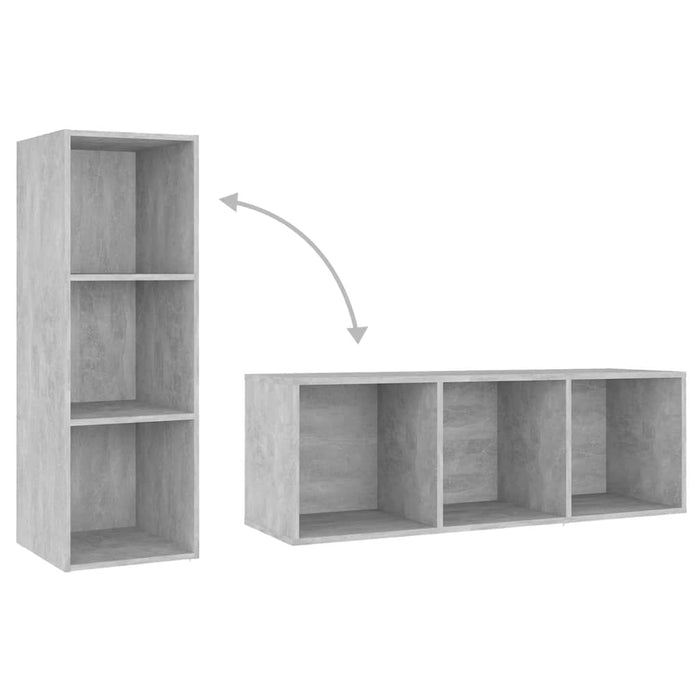 Set de dulapuri TV, 3 piese, gri beton, lemn prelucrat WALTI