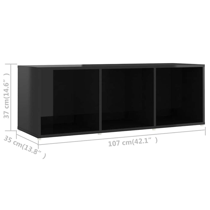Set de dulapuri TV, 3 piese, negru extralucios, lemn prelucrat WALTI