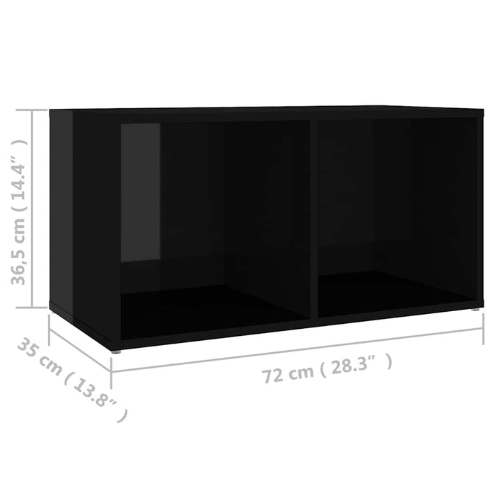 Set de dulapuri TV, 3 piese, negru extralucios, lemn prelucrat WALTI