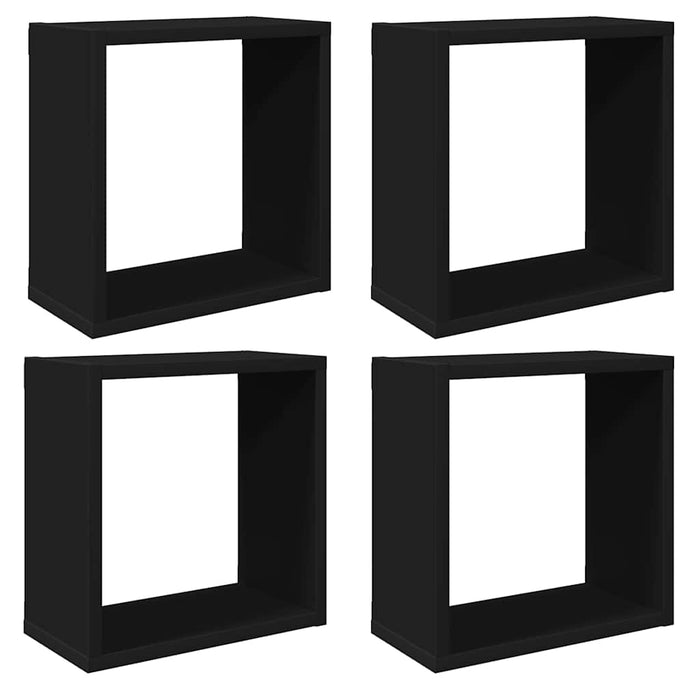 Rafturi de perete cub, 4 buc., negru, 30x15x30 cm WALTI