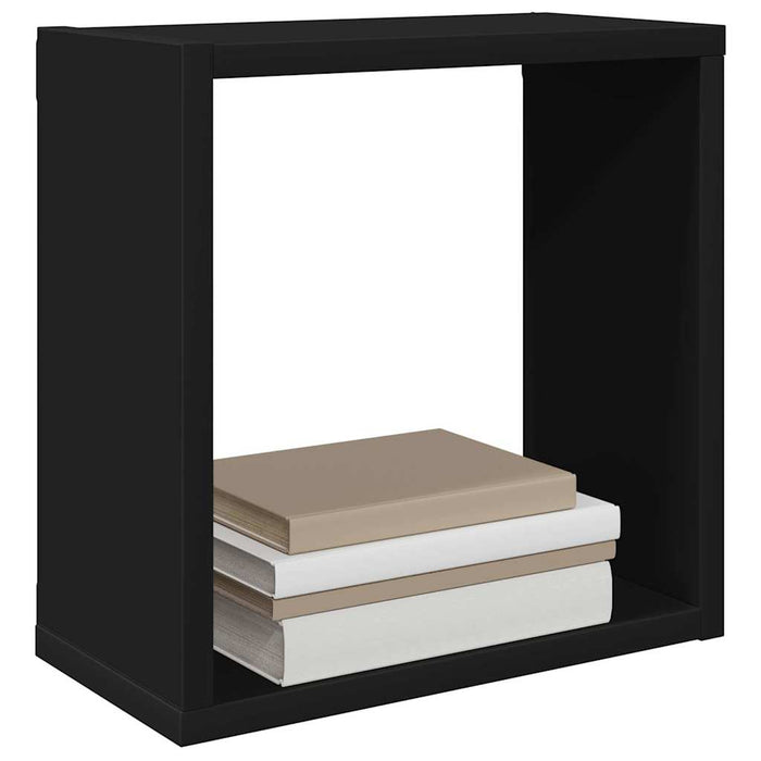Rafturi de perete cub, 4 buc., negru, 30x15x30 cm WALTI