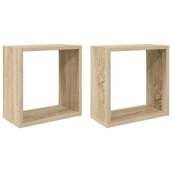 Rafturi de perete cub, 2 buc., stejar sonoma, 30x15x30 cm - WALTI WALTI