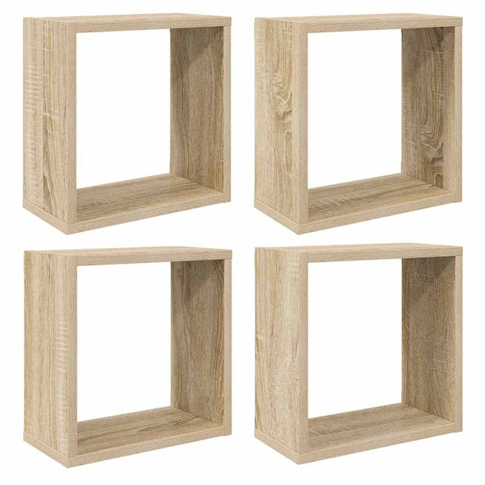 Rafturi de perete cub, 4 buc., stejar sonoma, 30x15x30 cm - WALTI WALTI