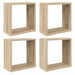 Rafturi de perete cub, 4 buc., stejar sonoma, 30x15x30 cm - WALTI WALTI
