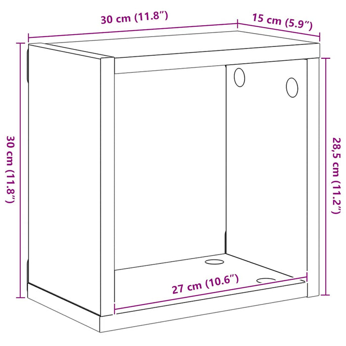 Rafturi de perete cub, 6 buc., stejar sonoma, 30x15x30 cm WALTI