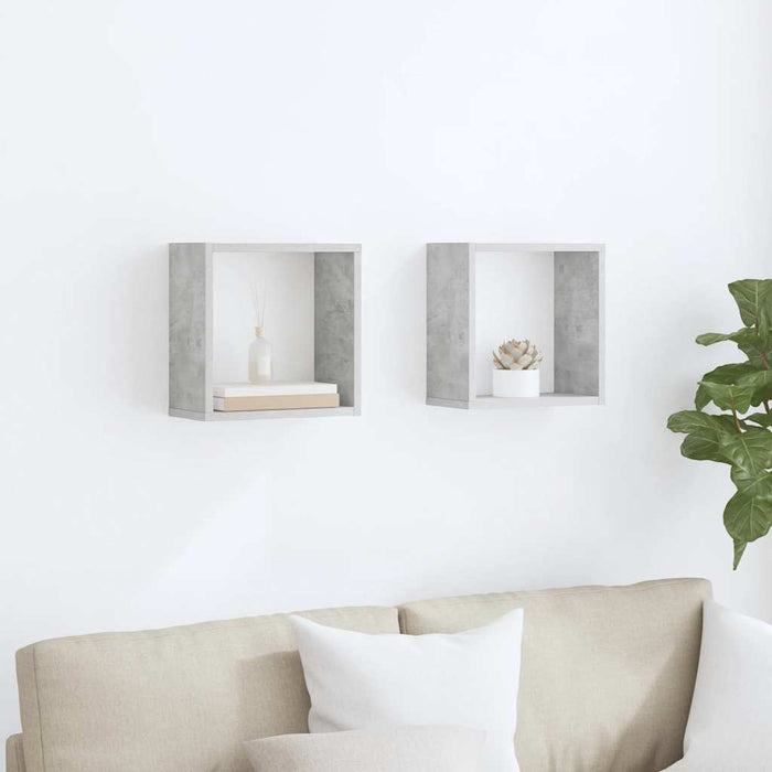 Rafturi de perete cub, 2 buc., gri beton, 30x15x30 cm - WALTI WALTI