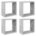 Rafturi de perete cub, 4 buc., gri beton, 30x15x30 cm - WALTI WALTI