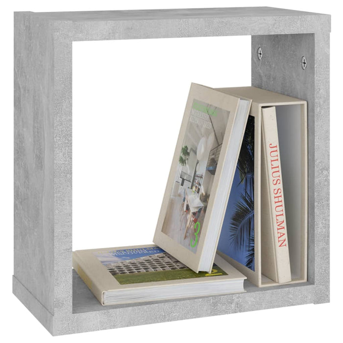 Rafturi de perete cub, 6 buc., gri beton, 30x15x30 cm - WALTI WALTI