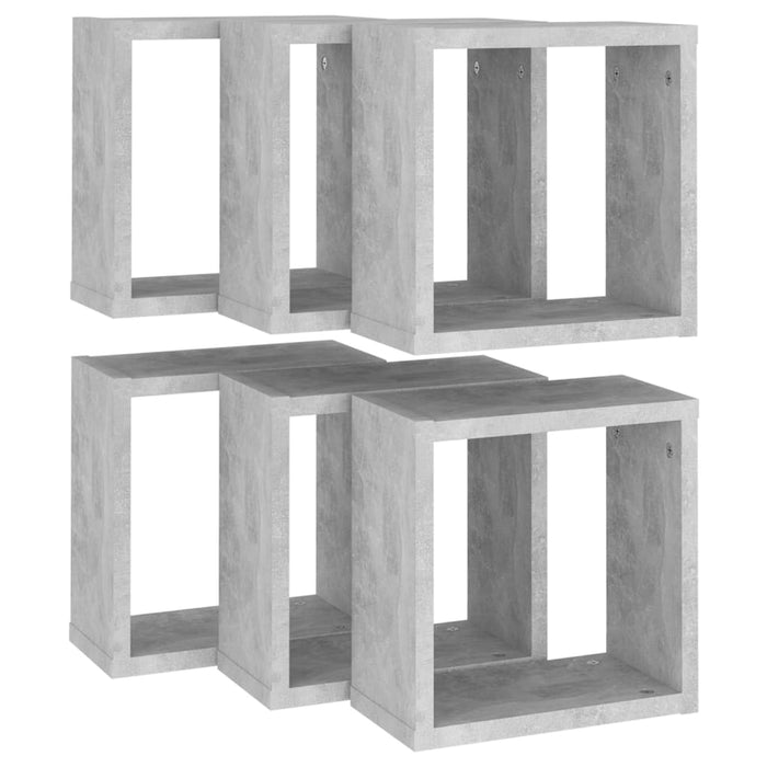 Rafturi de perete cub, 6 buc., gri beton, 30x15x30 cm - WALTI WALTI
