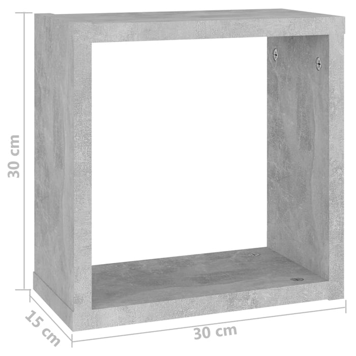 Rafturi de perete cub, 6 buc., gri beton, 30x15x30 cm - WALTI WALTI
