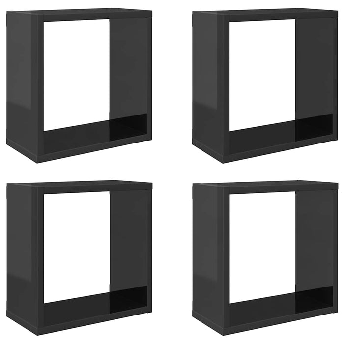 Rafturi de perete cub, 4 buc., gri extralucios, 30x15x30 cm WALTI