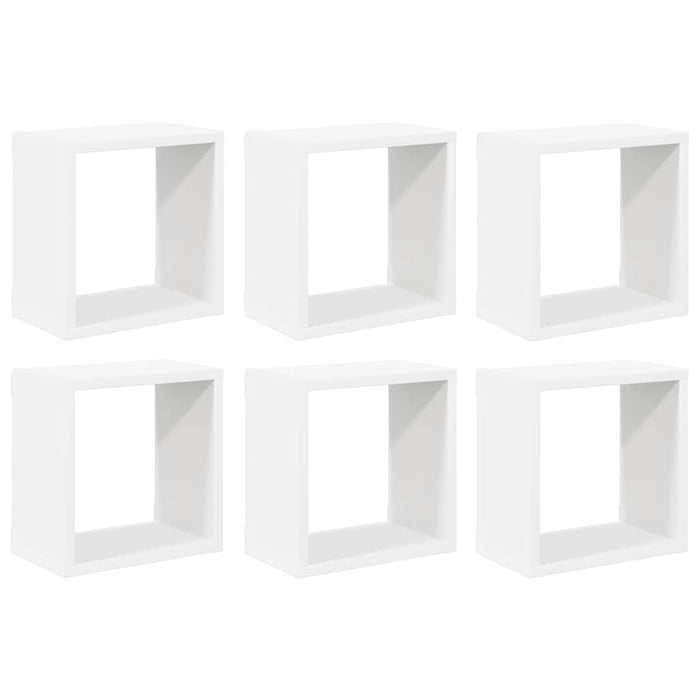 Rafturi de perete cub, 6 buc., alb, 26x15x26 cm WALTI