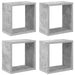 Rafturi de perete cub, 4 buc., gri beton, 26x15x26 cm - WALTI WALTI