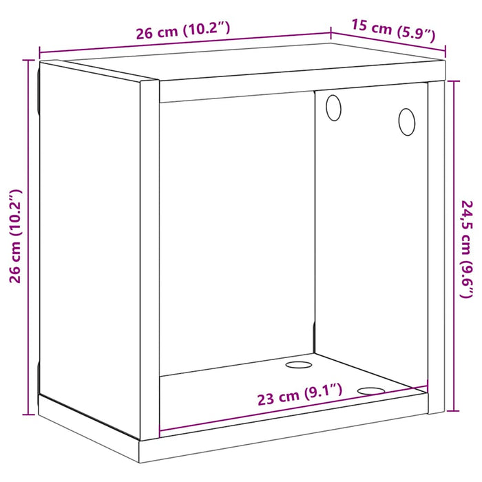 Rafturi de perete cub, 4 buc., gri beton, 26x15x26 cm - WALTI WALTI