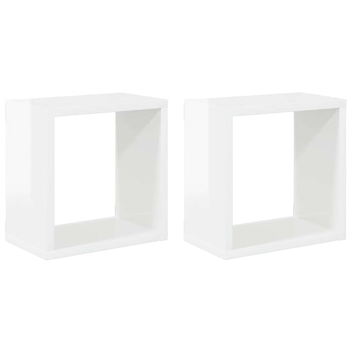 Rafturi de perete cub, 2 buc., alb extralucios, 26x15x26 cm WALTI