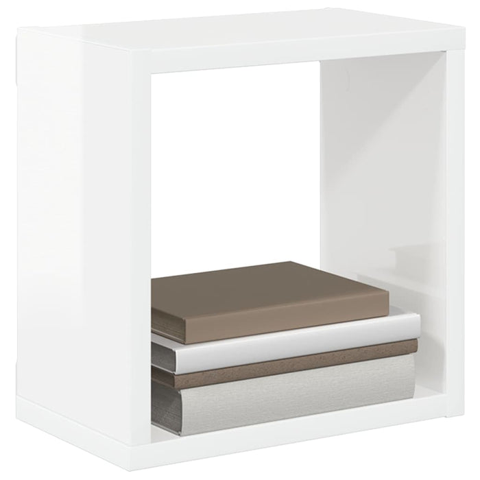 Rafturi de perete cub, 2 buc., alb extralucios, 26x15x26 cm WALTI