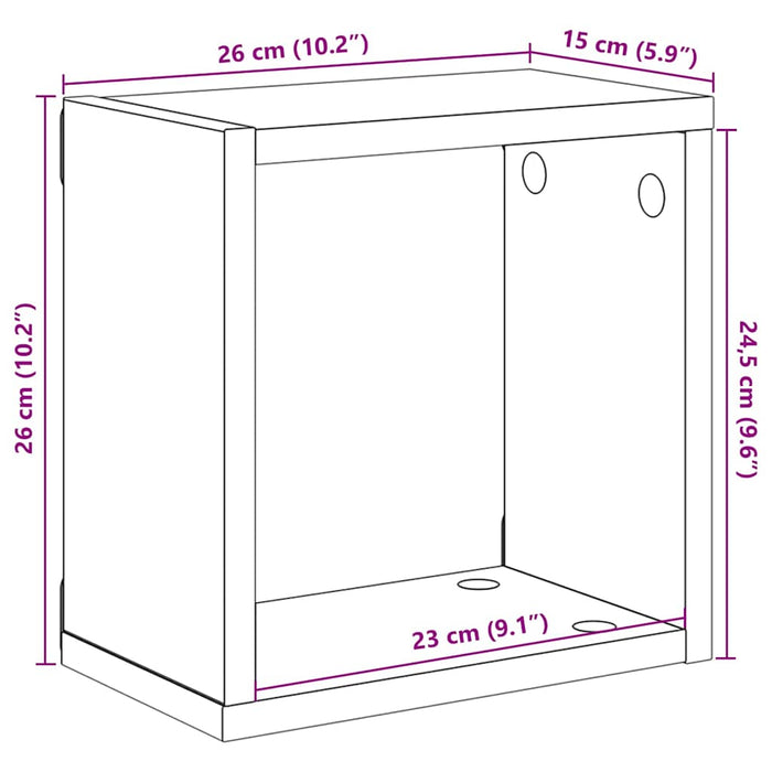 Rafturi de perete cub, 2 buc., alb extralucios, 26x15x26 cm WALTI
