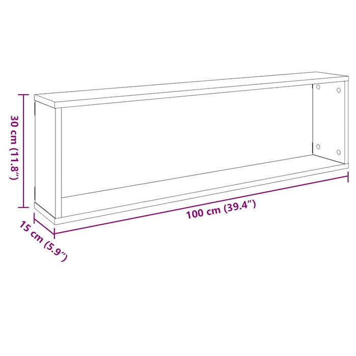 Rafturi de perete cub, 2 buc., alb, 100x15x30 cm, PAL - WALTI WALTI