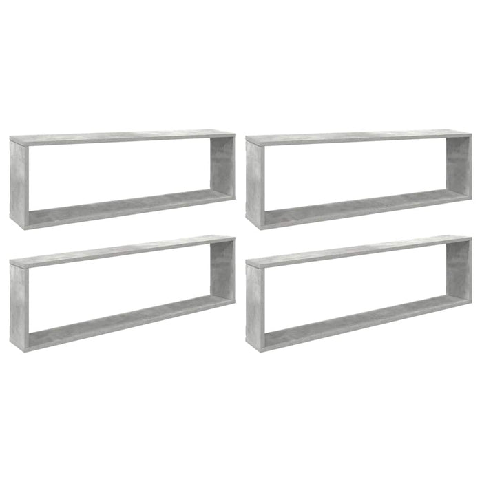 Rafturi de perete cub, 4 buc., gri beton, 100x15x30 cm, PAL - WALTI WALTI