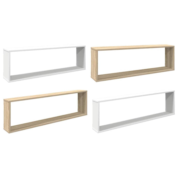 Rafturi de perete cub 4 buc. alb&stejar sonoma 100x15x30cm PAL WALTI