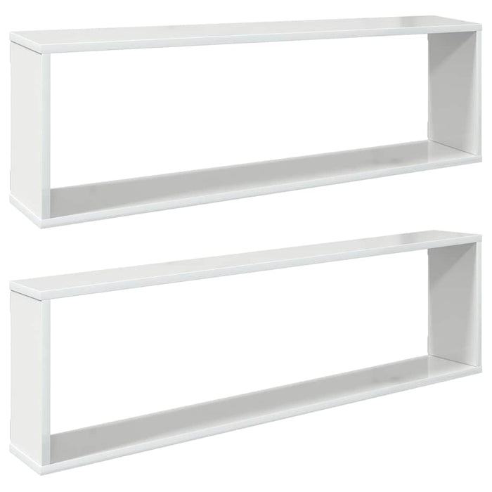 Rafturi de perete cub, 2 buc., alb extralucios 100x15x30 cm PAL WALTI