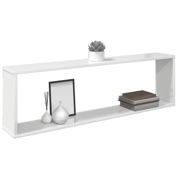 Rafturi de perete cub, 2 buc., alb extralucios 100x15x30 cm PAL WALTI