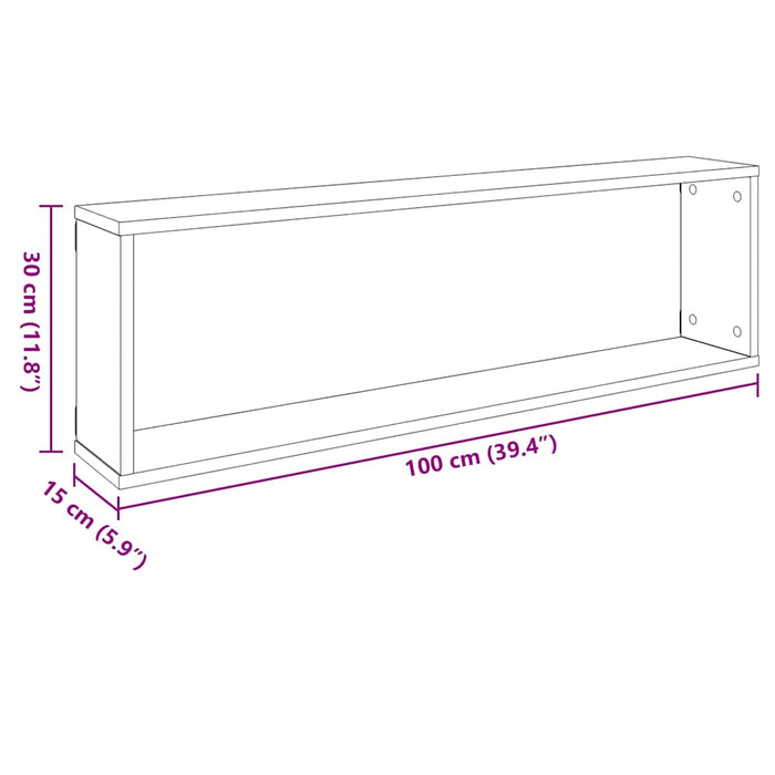 Rafturi de perete cub, 2 buc., alb extralucios 100x15x30 cm PAL WALTI