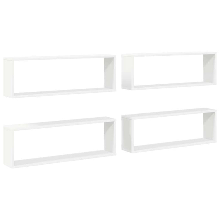 Rafturi de perete cub, 4 buc., alb, 80x15x26,5cm lemn prelucrat WALTI